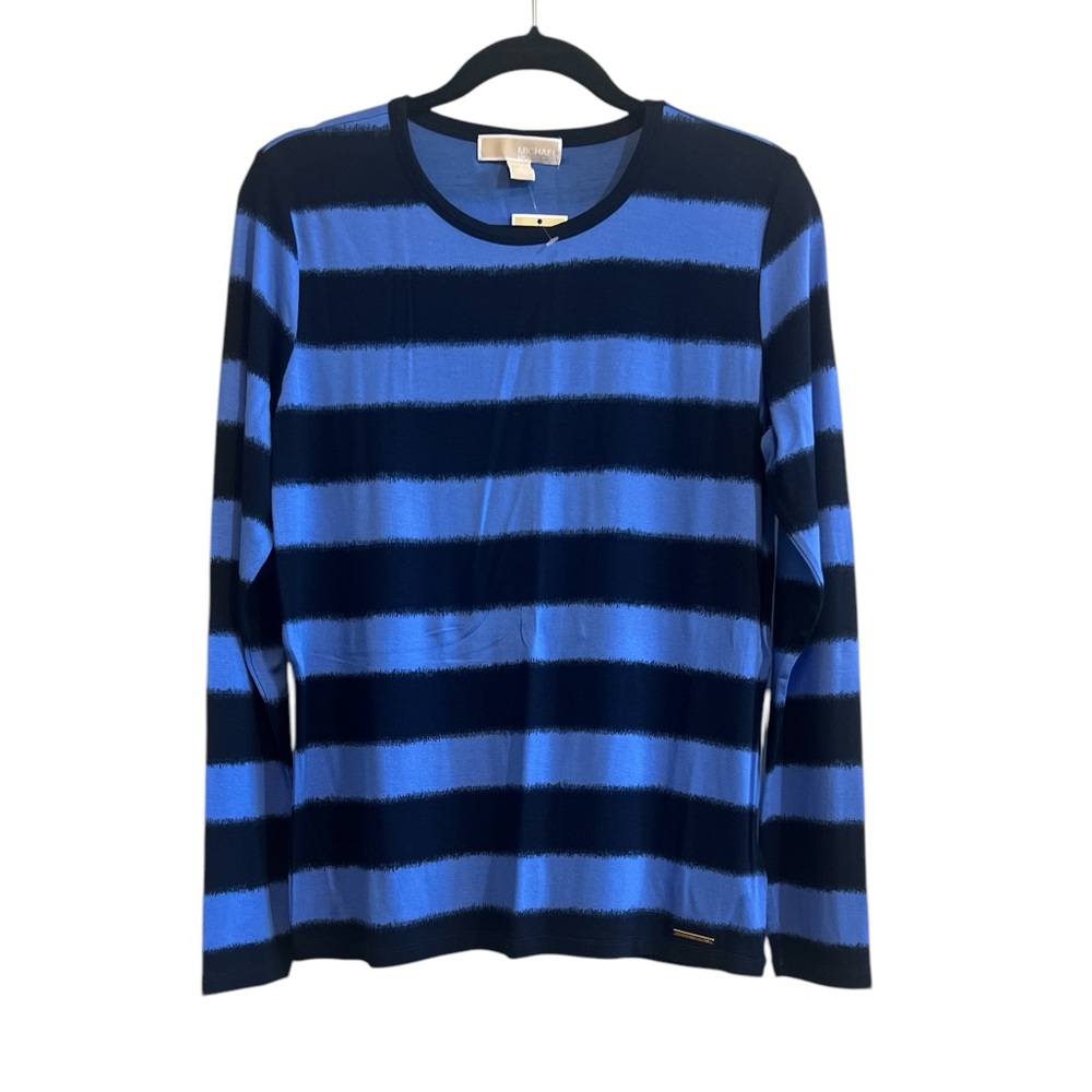 Michael Kors Blue Striped Long Sleeve Tee Size Large